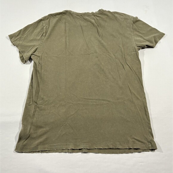 Elwood Mens Olive Green Single Stitch Organic Cotton T-Shirt Distressed Tee Sz L - Picture 8 of 10